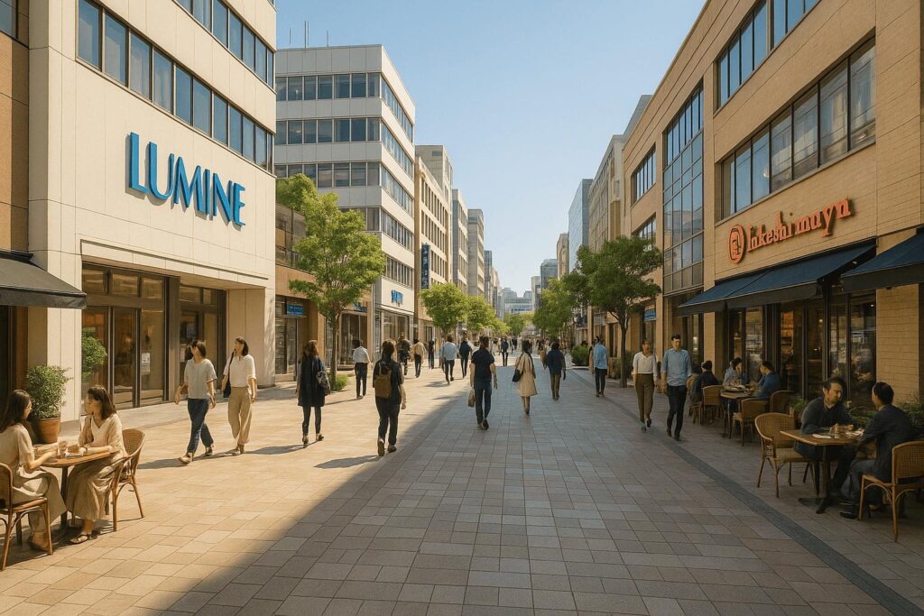 Shopping and dining area in Tachikawa with department stores and relaxed city vibe