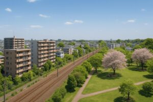 Affordable neighborhoods near Tokyo with residential apartments and train access