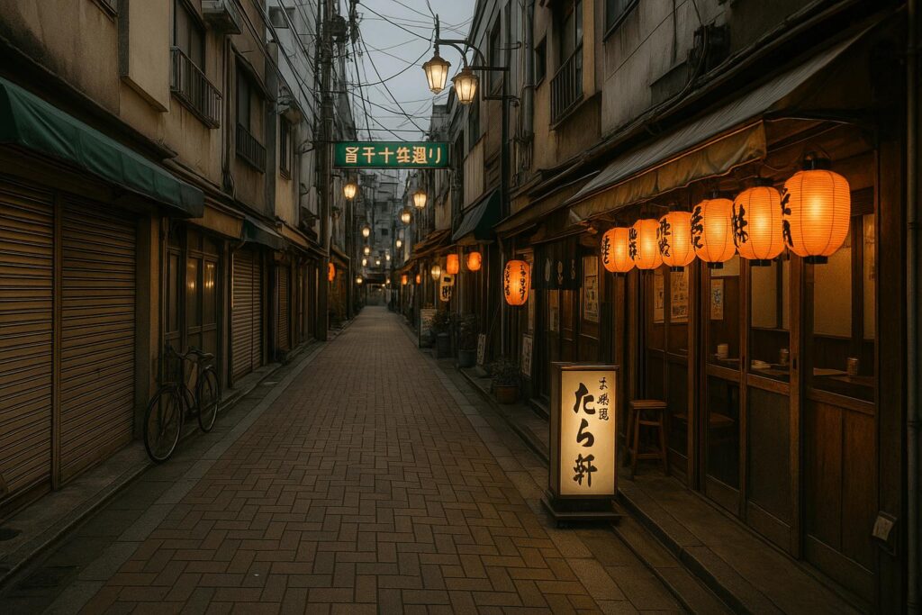 Local shopping street near Kita-Senju Station in Tokyo