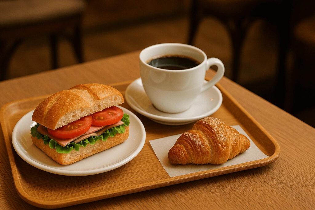 Café lunch set with sandwich and coffee under ¥1,000 in Tokyo