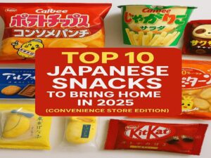"Top 10 Japanese convenience store snacks to buy in 2025, including KitKat, Jagariko, Tokyo Banana, and Calbee chips"