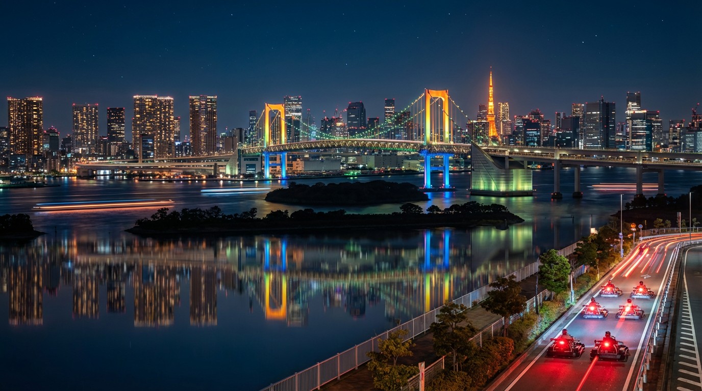레인보우 브릿지가 있는 도쿄만 야경