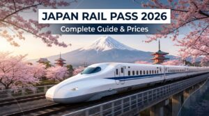 Japan Rail Pass 2026 guide - Shinkansen bullet train with Mount Fuji