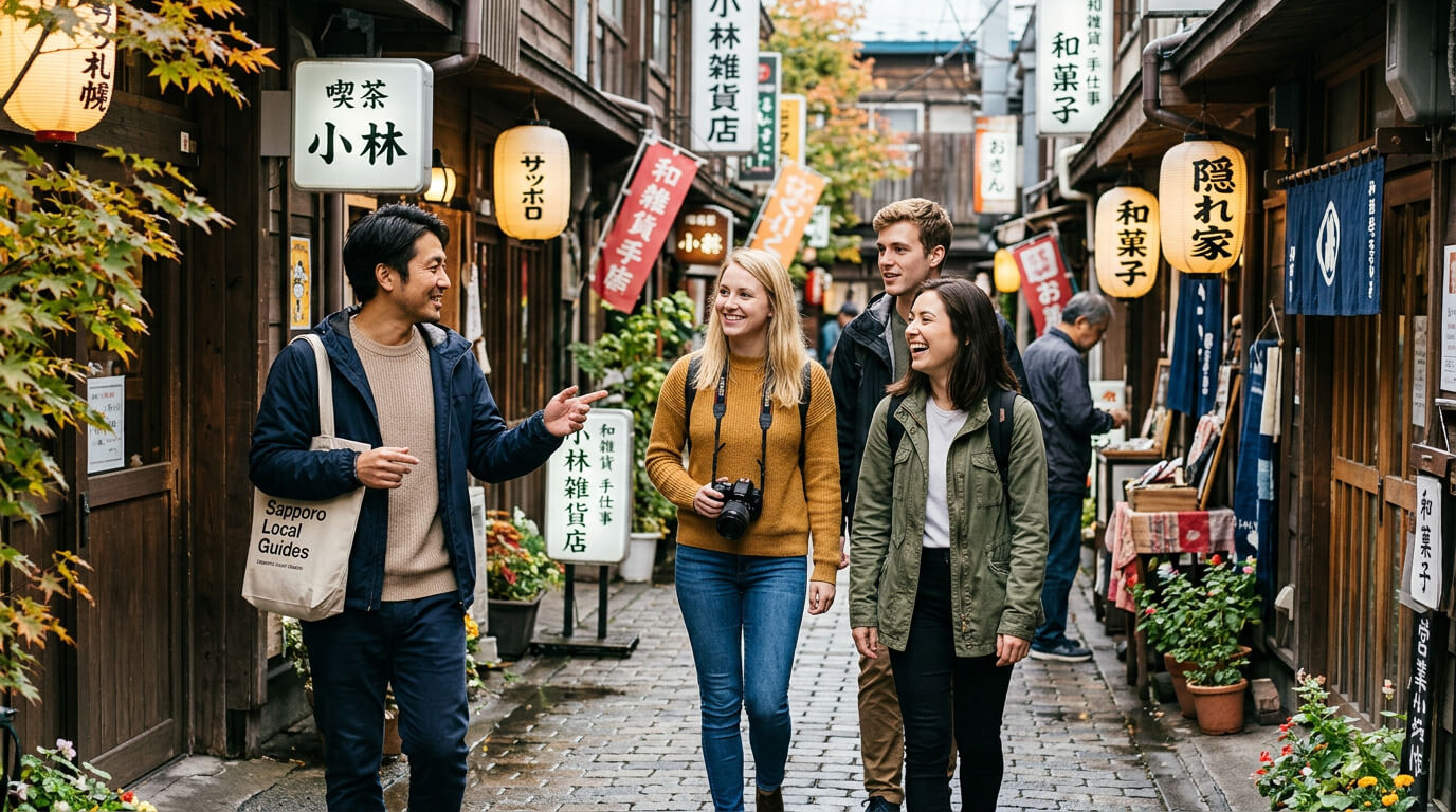 A friendly local host showing visitors hidden streets, scenic corners, and neighborhood gems in central Sapporo