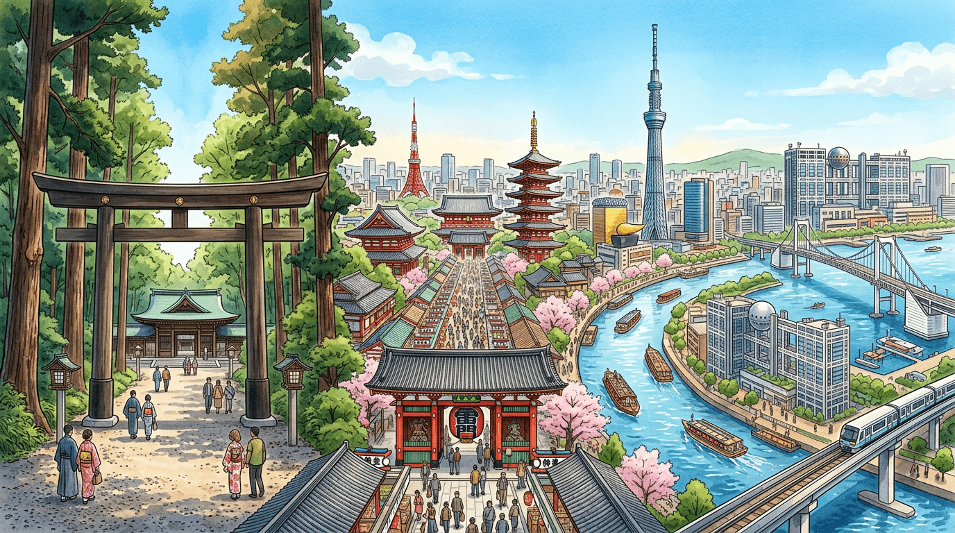 Tokyo Panorama 1-Day image with Meiji Shrine, Asakusa, Odaiba, and Tokyo Skytree