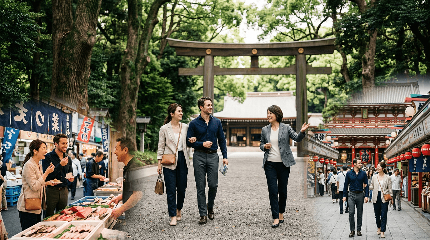 Private custom Tokyo day tour featuring Tsukiji, Asakusa, and Meiji Shrine