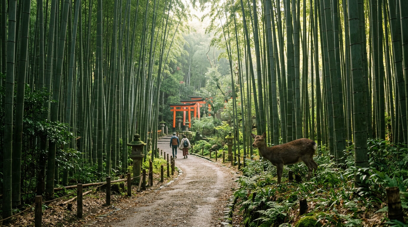 Arashiyama Fushimi Inari and Nara Park day trip from Osaka image