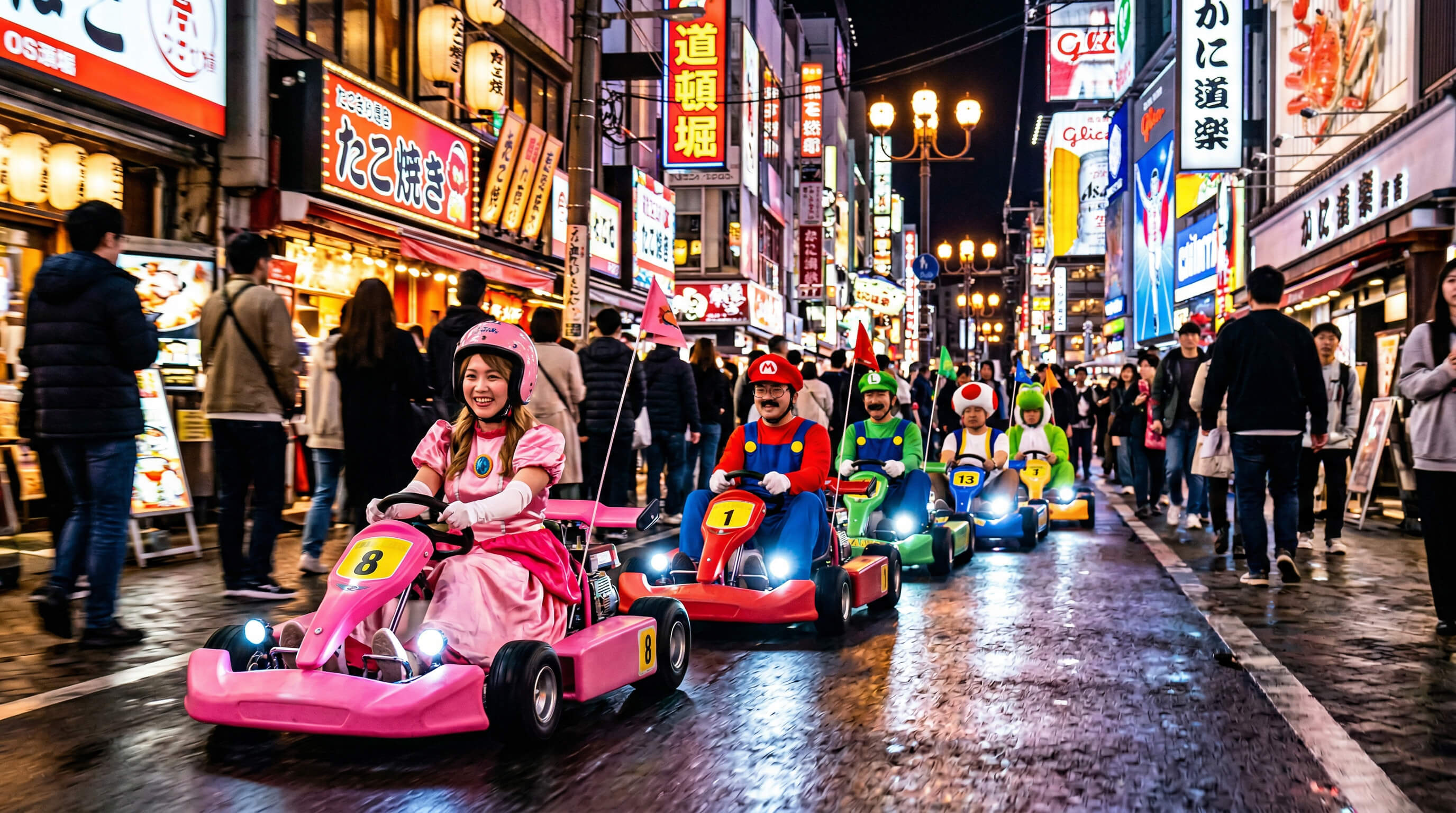 Official Osaka street go-kart tour image at night