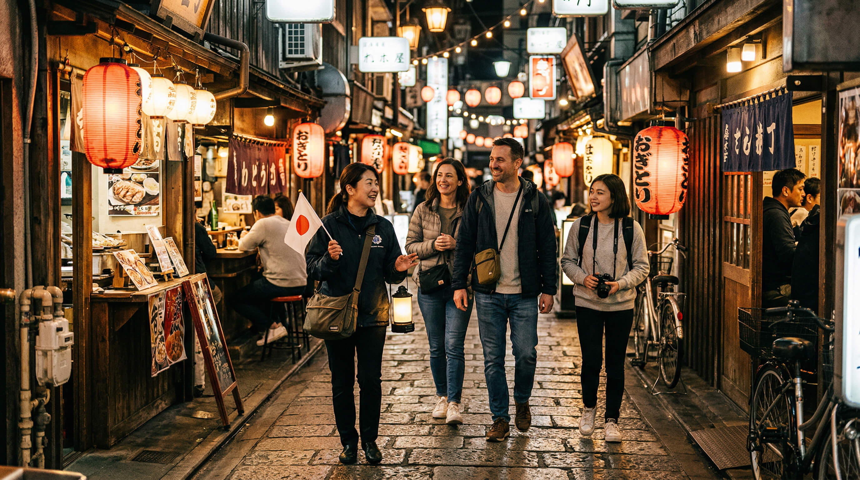 Private downtown Osaka walking tour image with hidden alleys and local guide